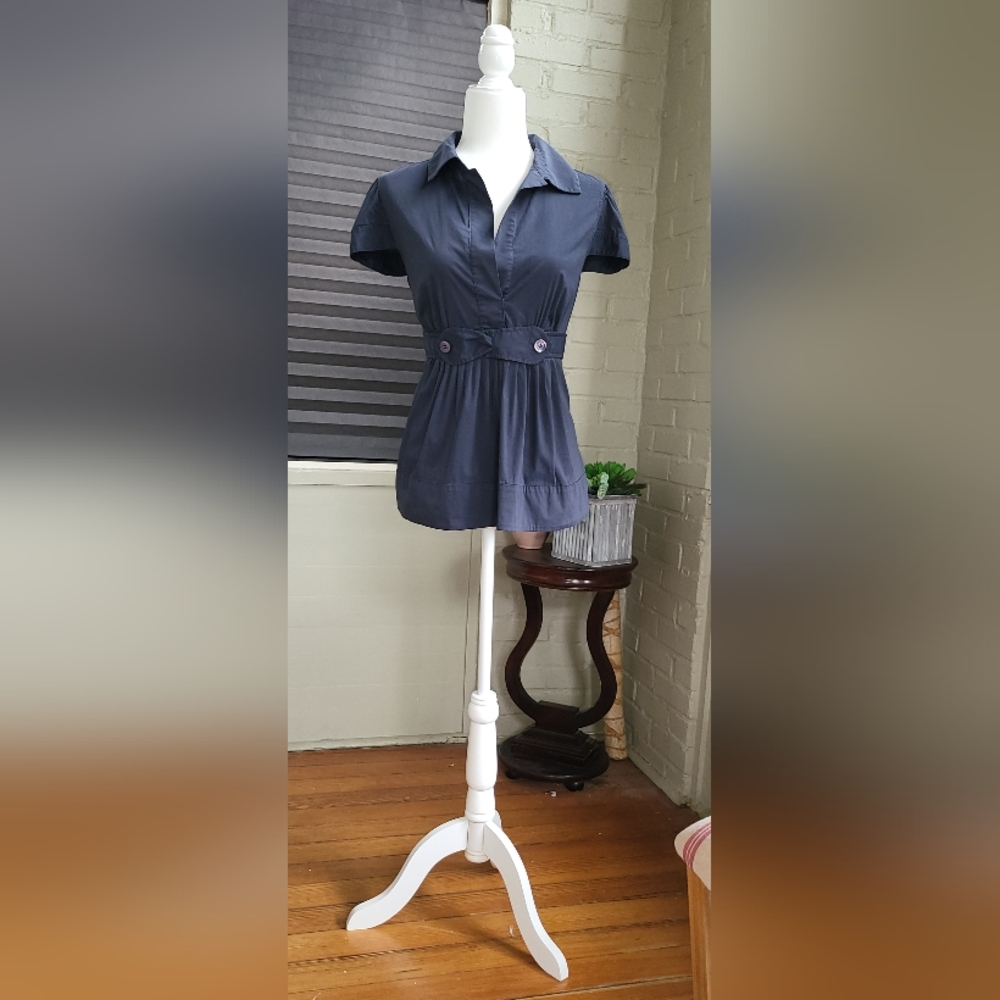 BCBG MAXAZRIA Navy Blue Blouse. Large